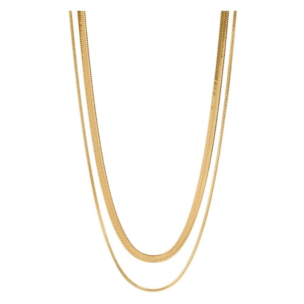 18K Gold Layered Herringbone Necklace – PVD , Hypoallergenic, Water & Tarnish-Re